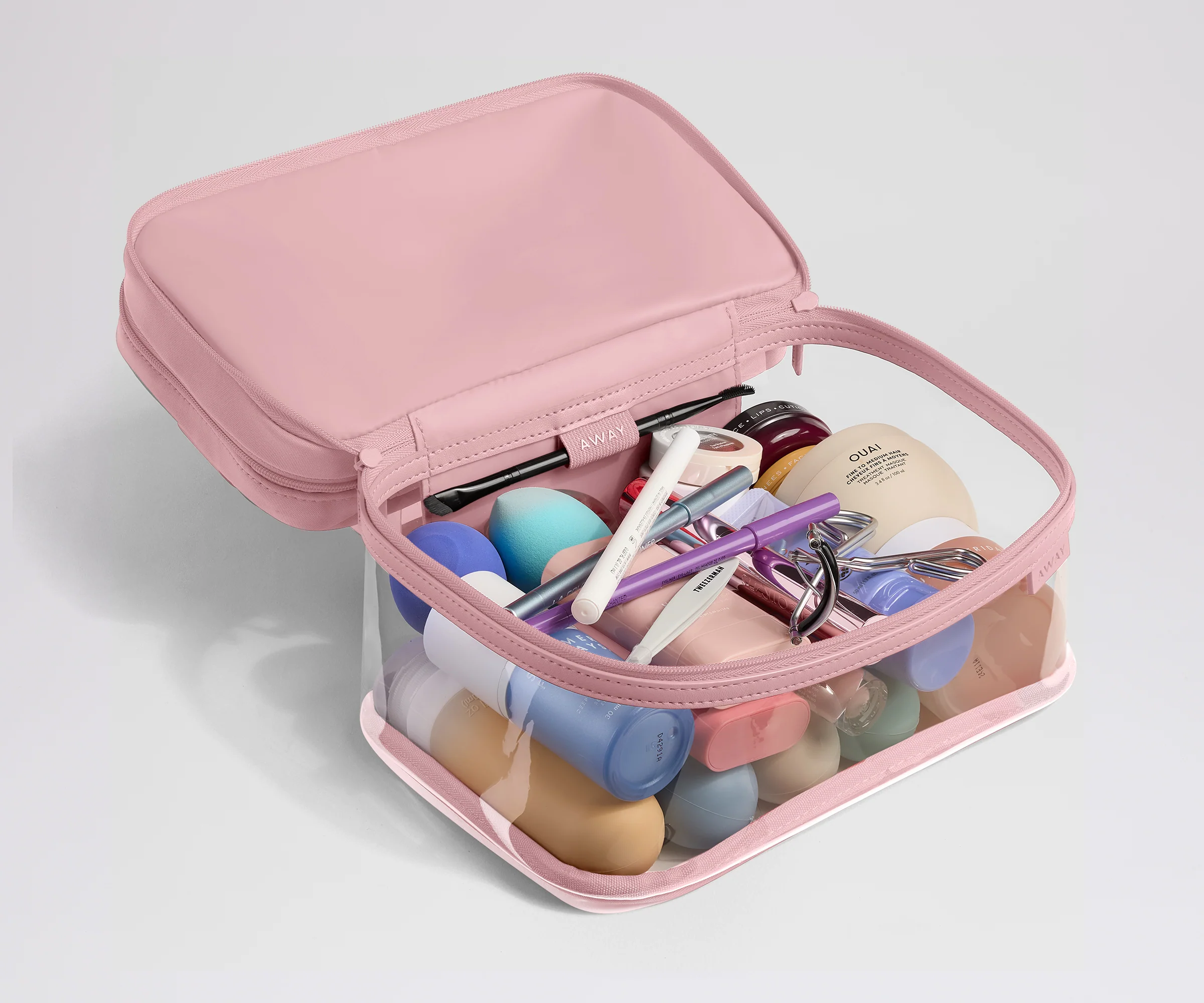 Clear Cosmetic Case in Blush Pink - Image 2