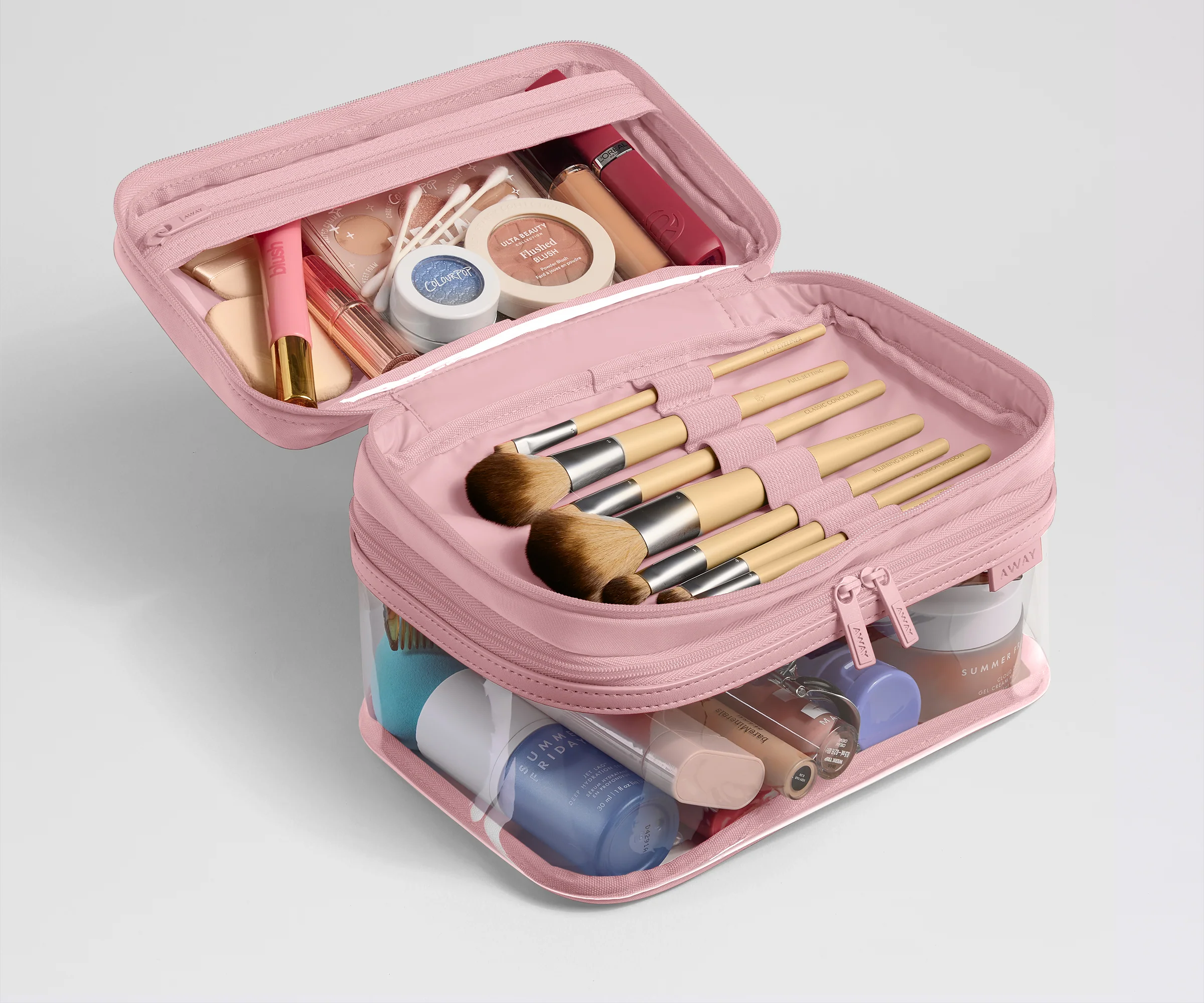 Clear Cosmetic Case in Blush Pink - Image 3
