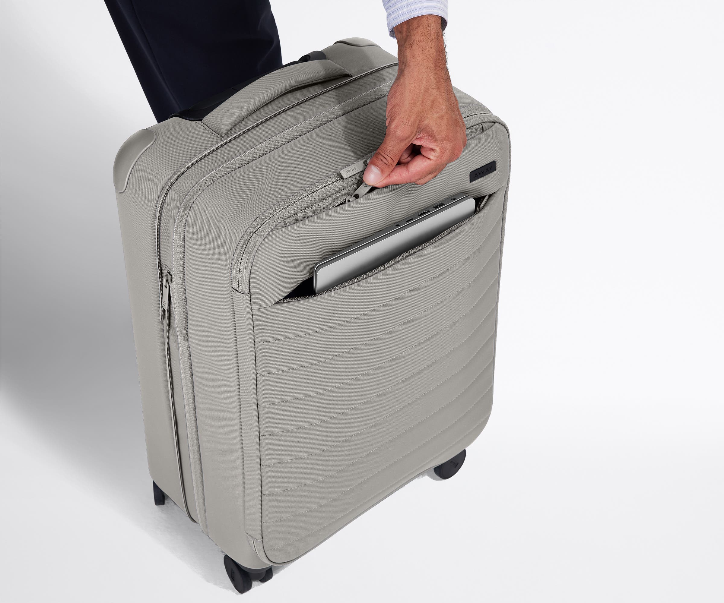 The Softside Bigger Carry-On in Cloud Gray - Image 6